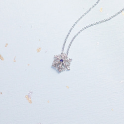 天然藍寶石雪花項鍊 手作純銀silver925  snowflake 雪の結晶 ブルーサファイア 第1張的照片