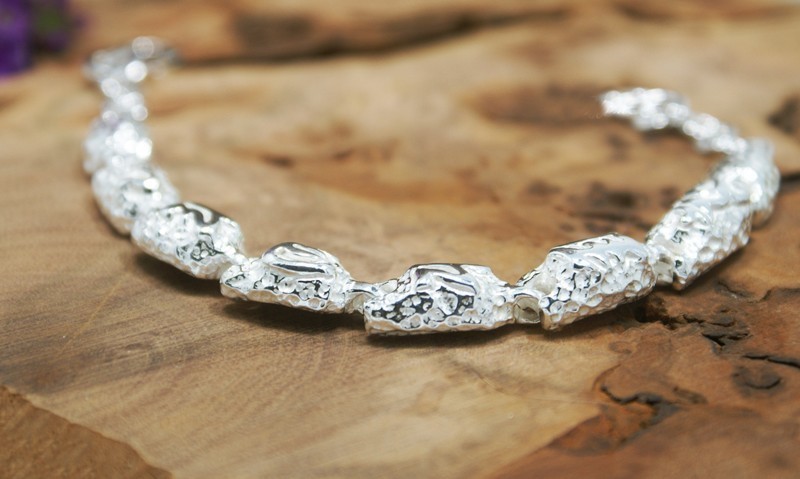 スターリングシルバー6つの言葉のブレスレット〜手作りシルバーウェア