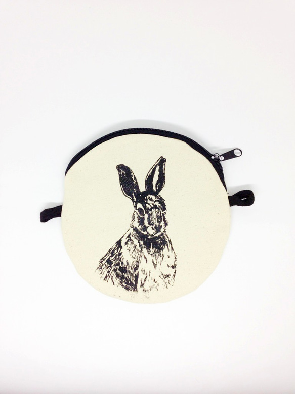 Assam rabbit : Handmade screen printing canvas round bag 第1張的照片