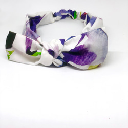 阿拉裡皮嬌鶲- 水彩設計印花 是髮帶也是領巾-手工製作 寬版/交叉/蝴蝶結可拆 第2張的照片