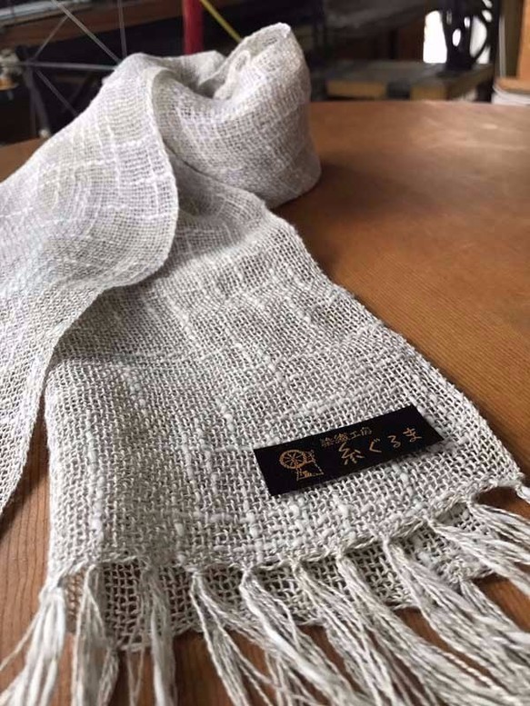 【20年以上制作している自信の手織り】手織り綿麻ストール 3枚目の画像