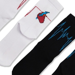 黑心臟 靴下/ ECG Heart Socks (Black) 3枚目の画像