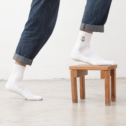 柴犬襪子 / 白  White Compression Socks with Shiba Embroidery 第1張的照片