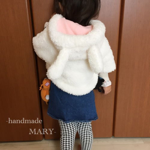 ポンチョ　うさぎ白 しろたん ついてきちゃうマスコット 着せ替え服 《うさぎ