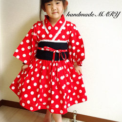通常出品♡130cm♡チェリー♡浴衣ドレス♡ハンドメイド 0_1581cc2c4694859e232e6cf18d7b