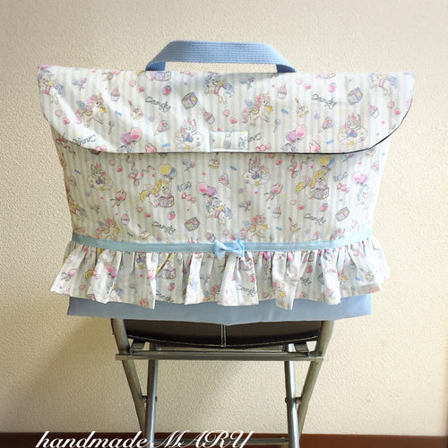 リトルユニコーンのラブリーな防災頭巾カバー 背もたれタイプ ブルー