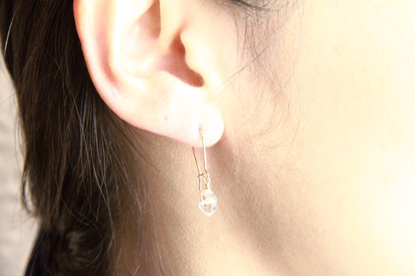 Herkimer 鑽石法式耳環 14kgf 第3張的照片