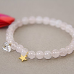 Rose quartz & Quartz Bracelet/ローズクォーツ、水晶 1枚目の画像