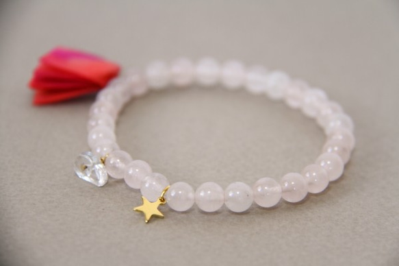 Rose quartz & Quartz Bracelet/ローズクォーツ、水晶 1枚目の画像