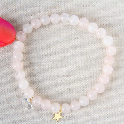 Rose quartz & Quartz Bracelet/ローズクォーツ、水晶 2枚目の画像