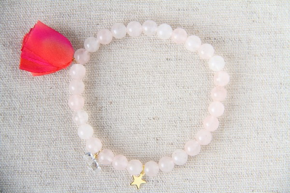 Rose quartz & Quartz Bracelet/ローズクォーツ、水晶 2枚目の画像