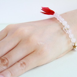 Rose quartz & Quartz Bracelet/ローズクォーツ、水晶 3枚目の画像