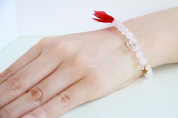 Rose quartz & Quartz Bracelet/ローズクォーツ、水晶 3枚目の画像