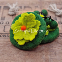 【Zentopia Handicrafts】羊毛氈-禪風花朵圓形包 PWR0302-GR 第2張的照片