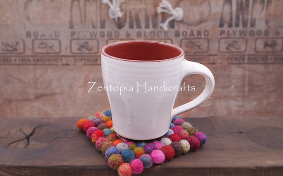 【Zentopia Handicrafts】羊毛氈-糖果色球球方形杯墊 第2張的照片