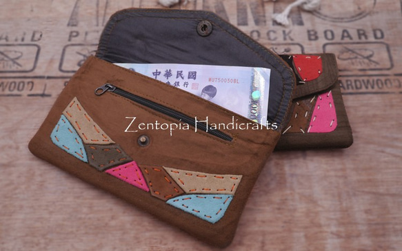 【Zentopia Handicrafts】復刻撞色皮革皮夾 LPB425-LB 第2張的照片
