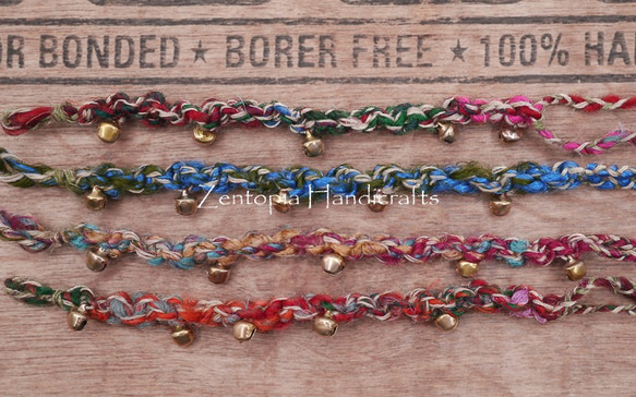 Zentopia手工芸] [手織り糸リシラッキーブレスレット/サーフ足環-HCHPJYA12014 2枚目の画像
