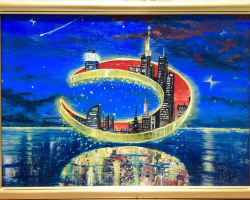 Christmas Night】アクリル画 F4 風景画 絵画 Christmas Night
