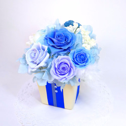 プリザーブドフラワー　ブルーローズ Ｌサイズ サムシングブルー 結婚祝い お誕生日祝い　ブリザードフラワー　プリザ 4枚目の画像