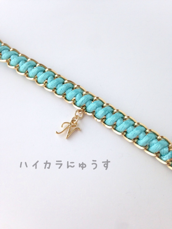 【再販】Twist イニシャルブレス／ light blue 2枚目の画像