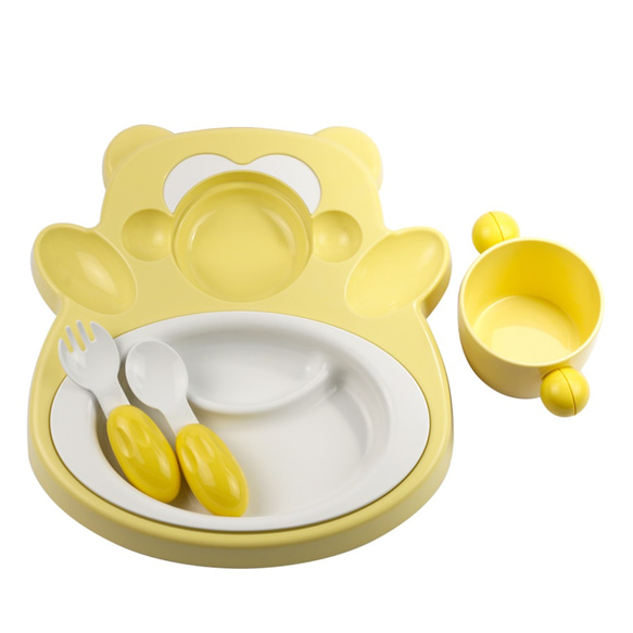 PLAStudio-玉米兒童餐具-Honey Bear-黃色 第2張的照片