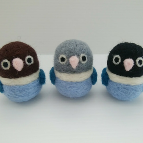 ボタンインコ（ブルー）【#羊毛フェルト #インコ #ハンドメイド