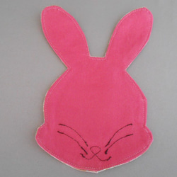 布製コースター１枚売り(送料無料)　 リバーシブル　 動物シリーズ ウサギさん　水玉 3枚目の画像