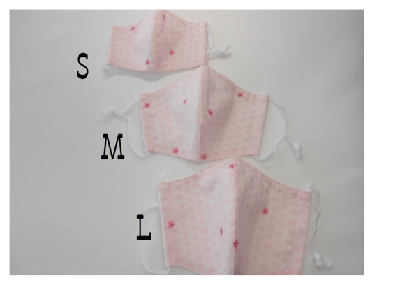 ３サイズから選べる和柄の布マスク　立体タイプ　　　ピンク地青海波に桜 2枚目の画像