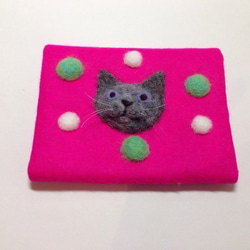 【値下げしました】羊毛フェルト　猫ちゃんティッシュケース 1枚目の画像