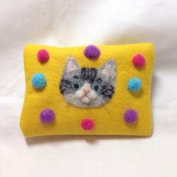 羊毛フェルト　猫ちゃんティッシュケース 1枚目の画像