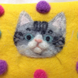 羊毛フェルト　猫ちゃんティッシュケース 3枚目の画像