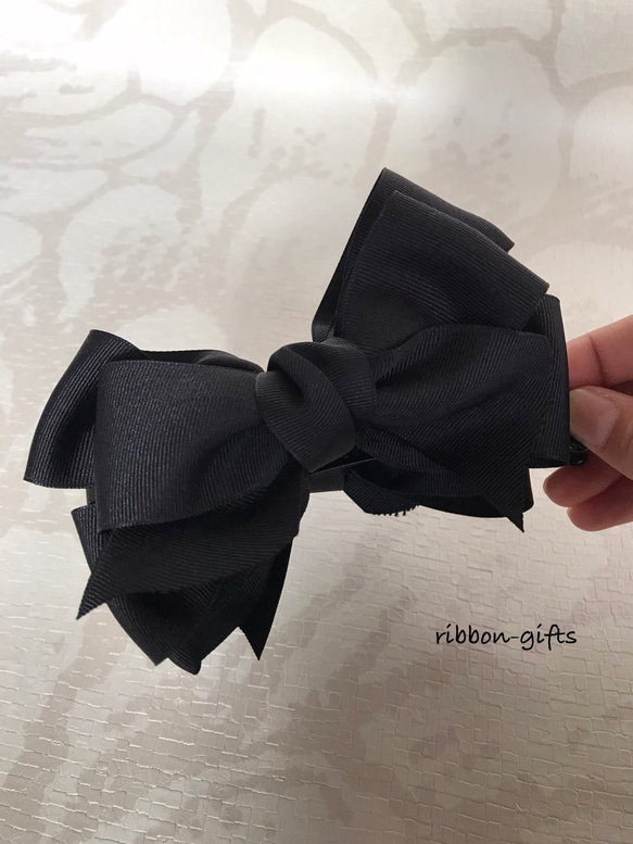 【No.001 simple ribbon】ブラック　バナナクリップ 3枚目の画像
