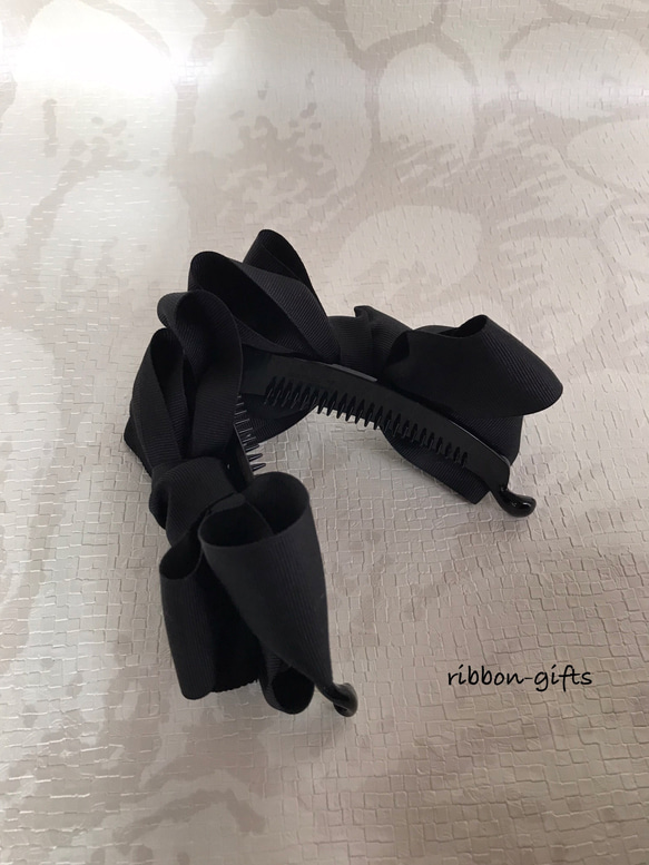 【No.001 simple ribbon】ブラック　バナナクリップ 4枚目の画像