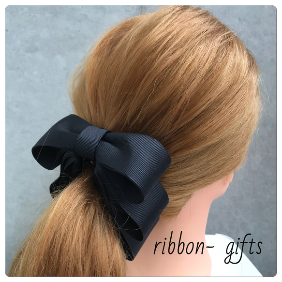 【No.003 垂れ下がり ribbon】ブラック　バナナクリップ 3枚目の画像