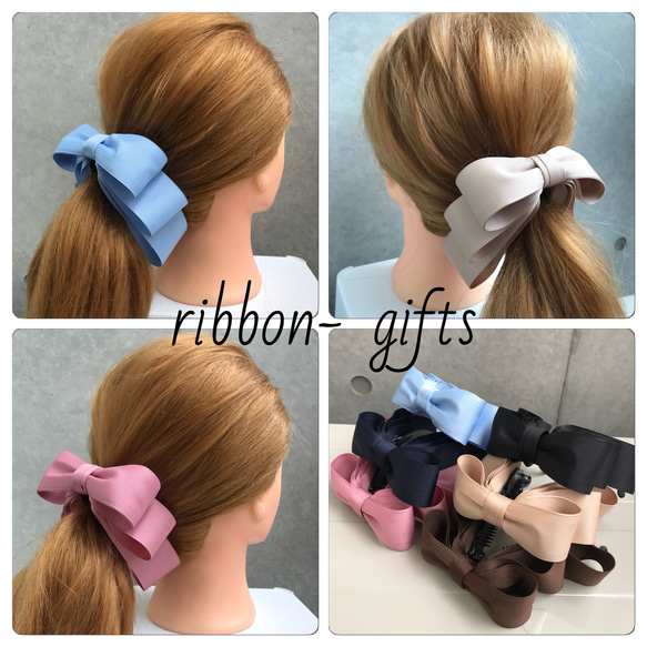 【No.003 垂れ下がり ribbon】ブラック　バナナクリップ 4枚目の画像