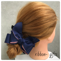 ヘアクリップ Uピン（ガーランドリボン 水色） ロリィタ ヘアメ 担当