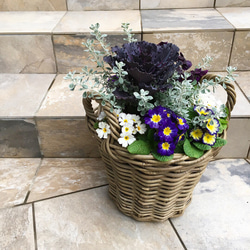 かご(バスケット)を使った寄せ植え…ガーデニングの時間がなくても、お庭や玄関先を、お花やグリーンで飾りませんか？ 3枚目の画像