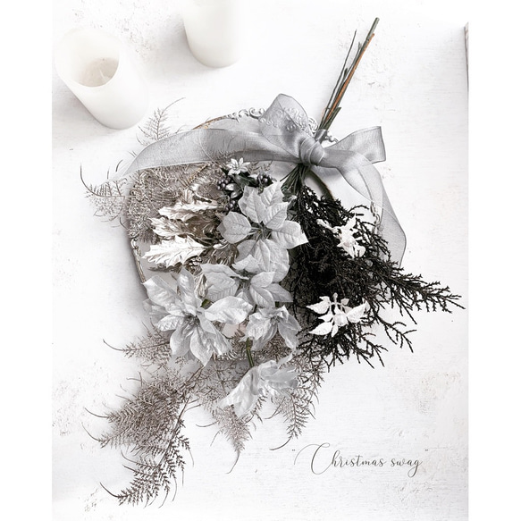 Creema限定クリスマス2021  ポインセチアのクリスマススワッグ　アーティフィシャルフラワー　造花　ウェディング　 1枚目の画像