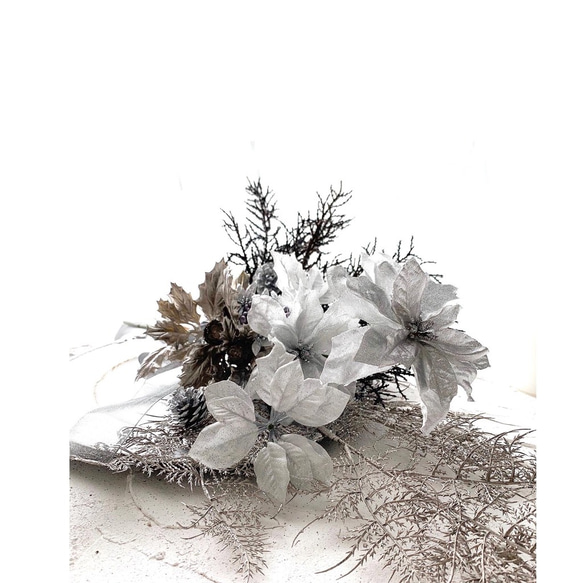 Creema限定クリスマス2021  ポインセチアのクリスマススワッグ　アーティフィシャルフラワー　造花　ウェディング　 2枚目の画像