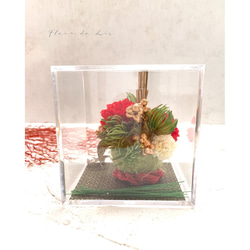 【送料無料】【Creema限定】煌めきガラスドームのお正月飾り　アーティフィシャルフラワー　門松　お正月 6枚目の画像