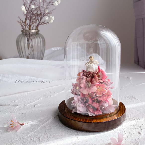 【Creema限定】【早期お正月2021】煌めきガラスドームの桜飾り 2枚目の画像