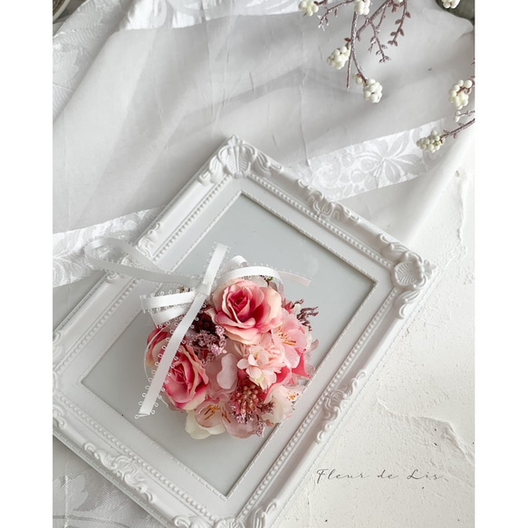 【Creema限定】【桜ハンドメイド2022】桜とピンクローズのフラワーブーケ 2枚目の画像