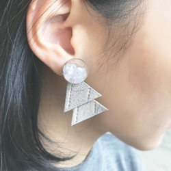 【VOOME x JL 聯名系列】Double水晶小樹耳環 灰色 第1張的照片