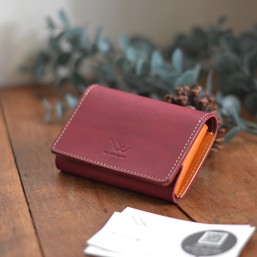 イタリアンレザーのカードケース（名刺入れ）｜ラズベリー