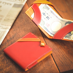 【3日以内発送】《特許》薄さ7mm・機能性を極めた折財布【理 kotowari® slim】（ルージュレッド） 2枚目の画像