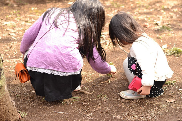 【親子でお揃い・お財布ポシェット】Sanpoche S　牛ヌメ革ピンク 6枚目の画像