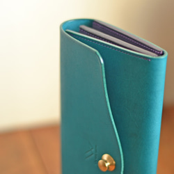 【訂製款】《挑選您的裝飾和縫線顏色！ 》復刻版★大容量！長版皮夾 Type 201（天藍色） 第6張的照片