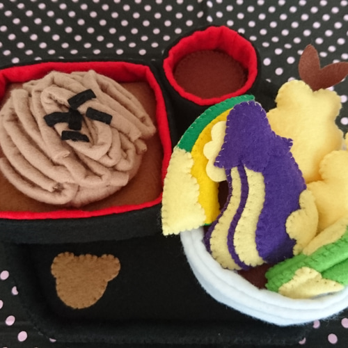 フェルトままごと ☆ ざるそば &天丼 セット☆完成品 おもちゃ・人形