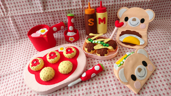 フェルトままごと☆たこ焼きセット☆受注製作 おもちゃ・人形