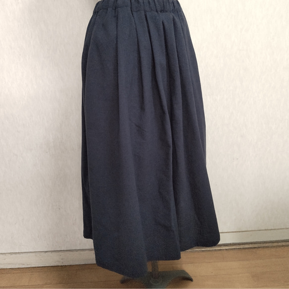 コットン　ガウチョパンツ　スカーチョ　ネイビー　紺　綿　フリーサイズ 2枚目の画像